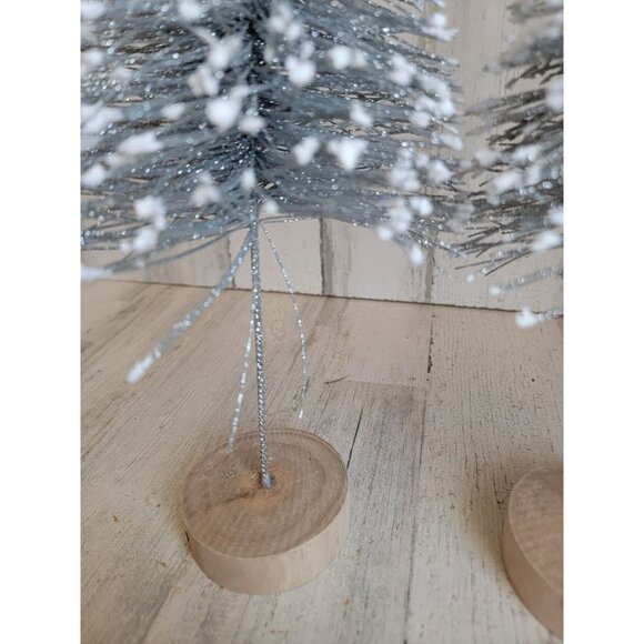 Silver glitter bristle snow tree set home decor shiny - Picture 7 of 9